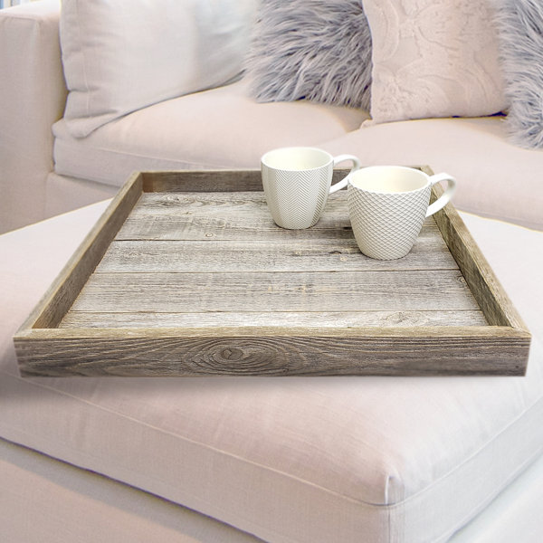 Large square wooden tray for outlet ottoman